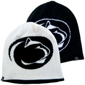 knit beanie hat reversible navy & white Penn State Athletic Logo
